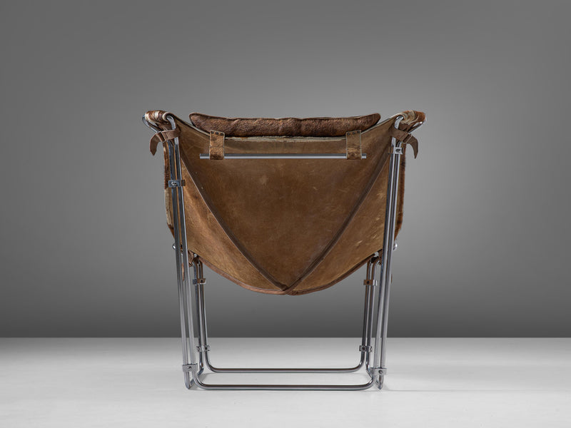 Kwok Hoi Chan ‘Buffalo’ Lounge Chair in Cow Hide and Steel