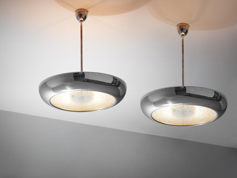 Josef Hurka for Napako Pendant Ceiling Lamps in Chrome