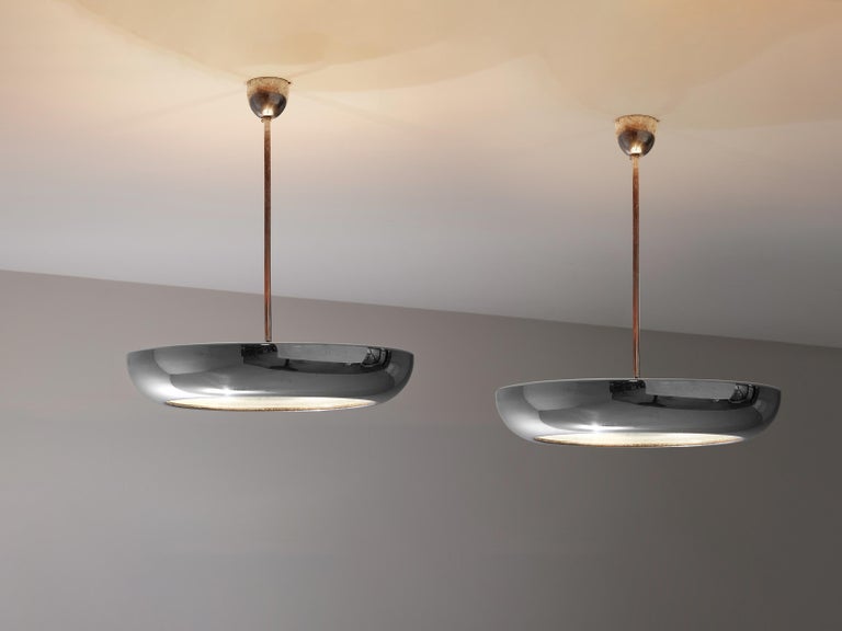 Josef Hurka for Napako Pendant Ceiling Lamps in Chrome