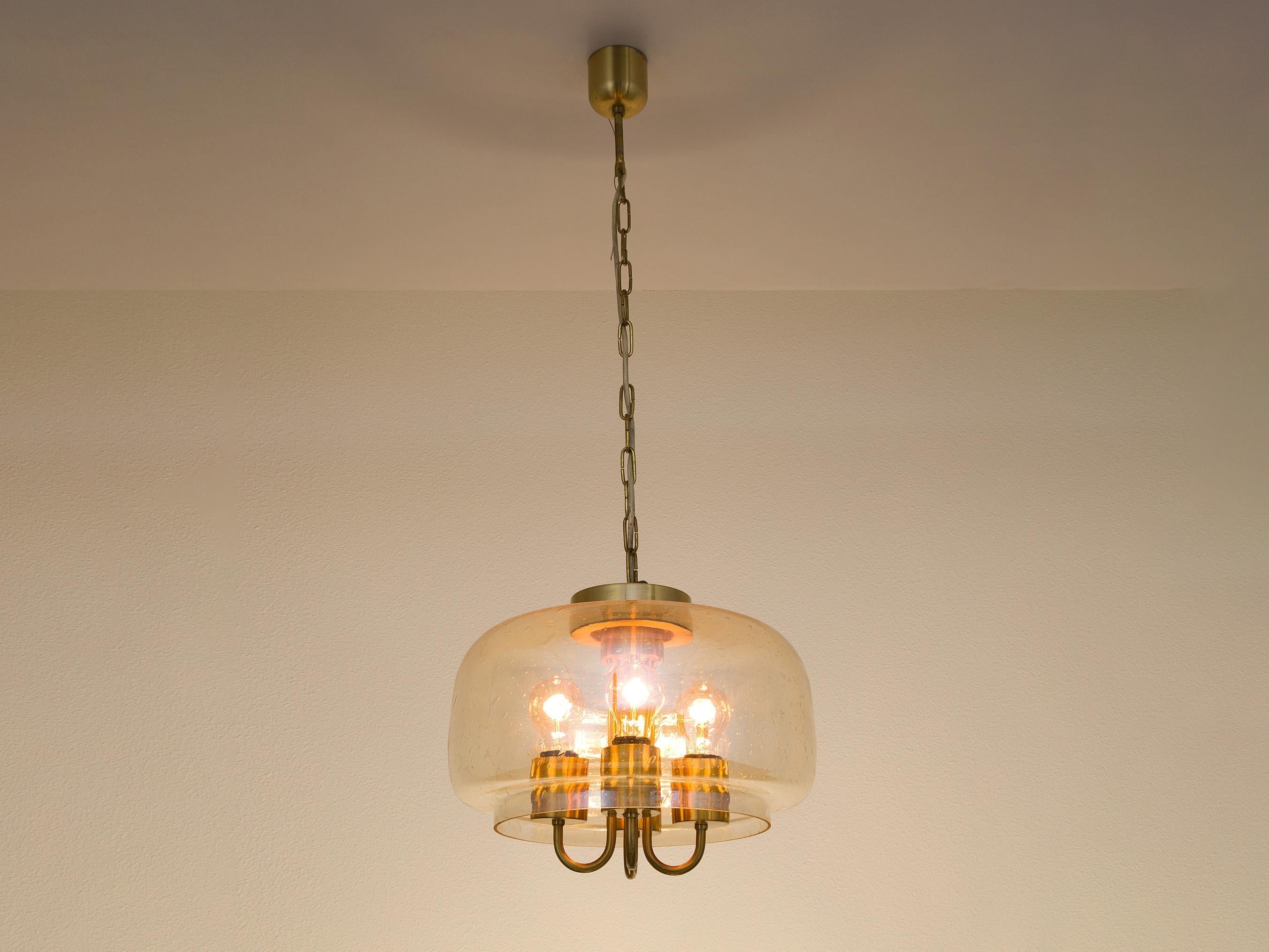 Elegant Pendant in Glass and Brass