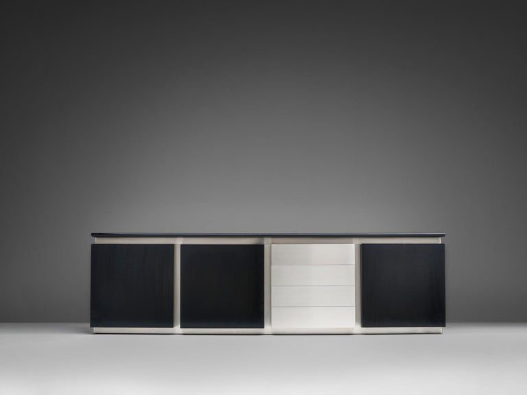 Ludovico Acerbis Sideboard in Black Lacquered Ash and Brushed Aluminium