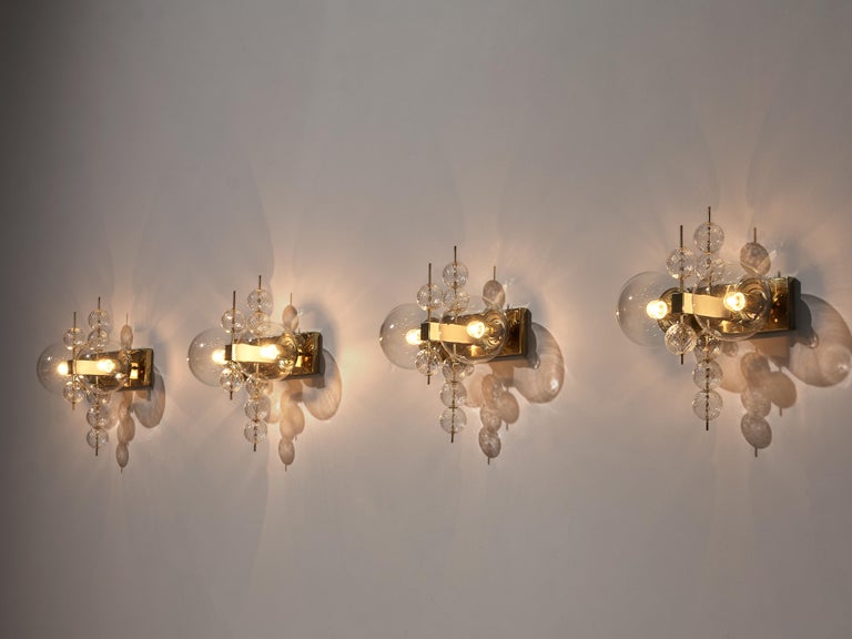 Wall Lights in Brass and Glass