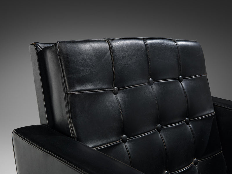 Karl Erik Ekselius Armchair in Original Black Leather