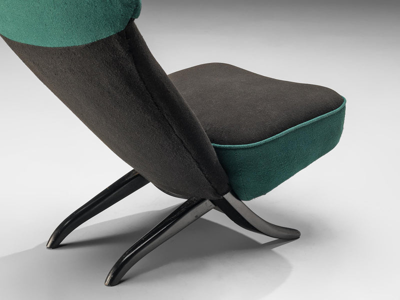 Theo Ruth for Artifort 'Congo' Easy Chair in Green and Black Fabric