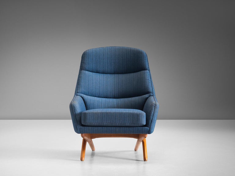 Illum Wikkelsø Lounge Chair in Blue Upholstery