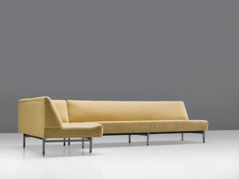 Modern American Sectional Corner Sofa in Structured Yellow Upholstery