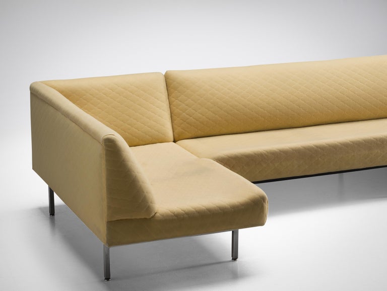 Modern American Sectional Corner Sofa in Structured Yellow Upholstery