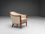 Swedish 'Farmor' Armchair in Teak and Off-White Upholstery