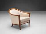 Swedish 'Farmor' Armchair in Teak and Off-White Upholstery