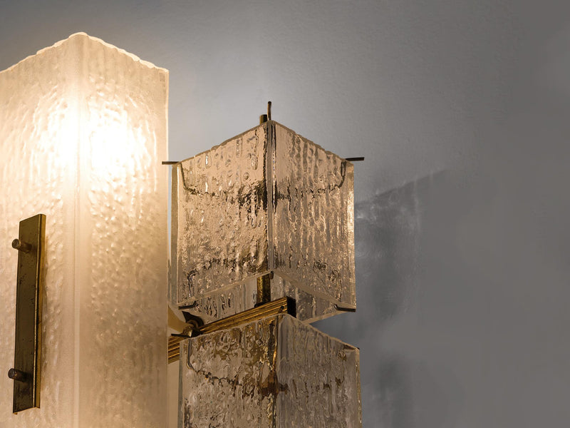 Wall Light with Structured Glass and Brass