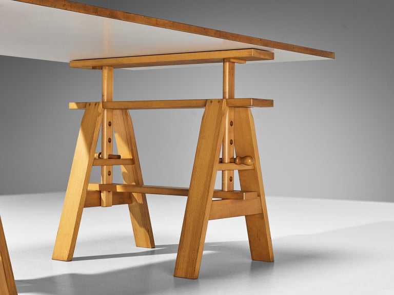 Achille Castiglioni for Zanotta Adjustable Table ‘Leonardo’ in Blond Wood