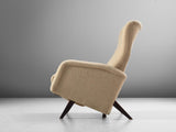 Italian Reclining Lounge Chair in Beige Upholstery
