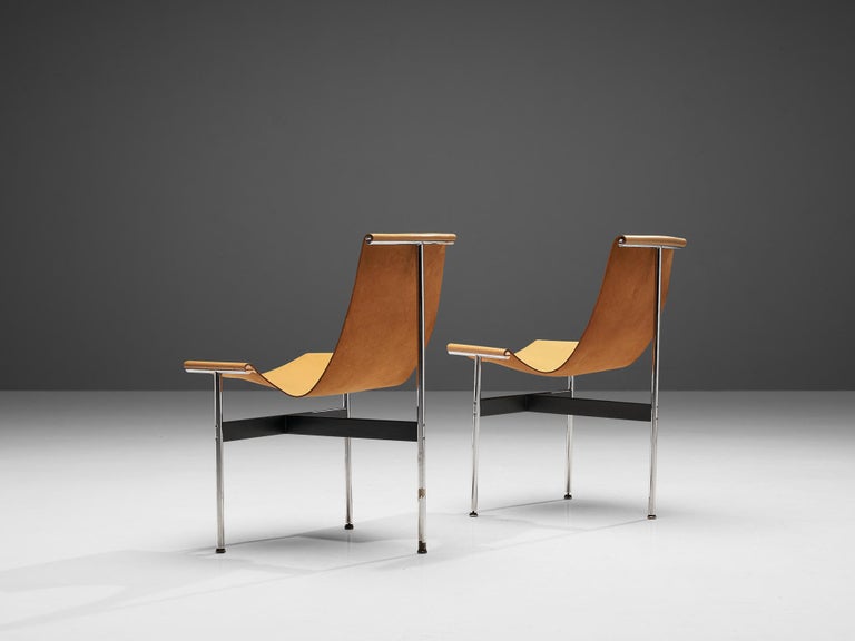 Katavolos, Kelley and Littell for Laverne Pair of T-Chairs in Camel Leather