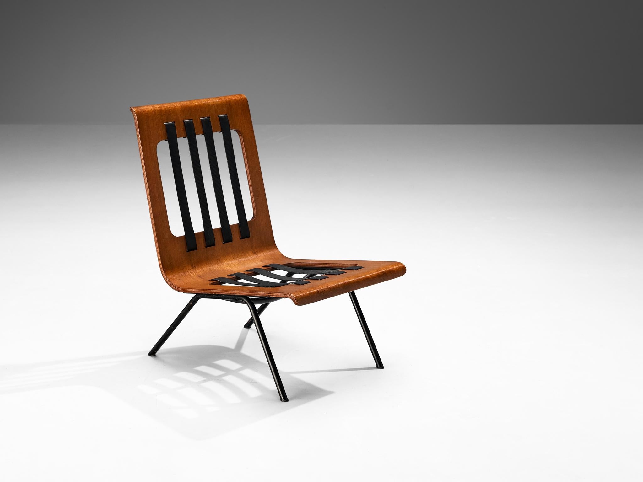Sculptural Italian Lounge Chair in Bent Teak