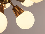 Sputnik Chandelier in Brass and Opaline Glass