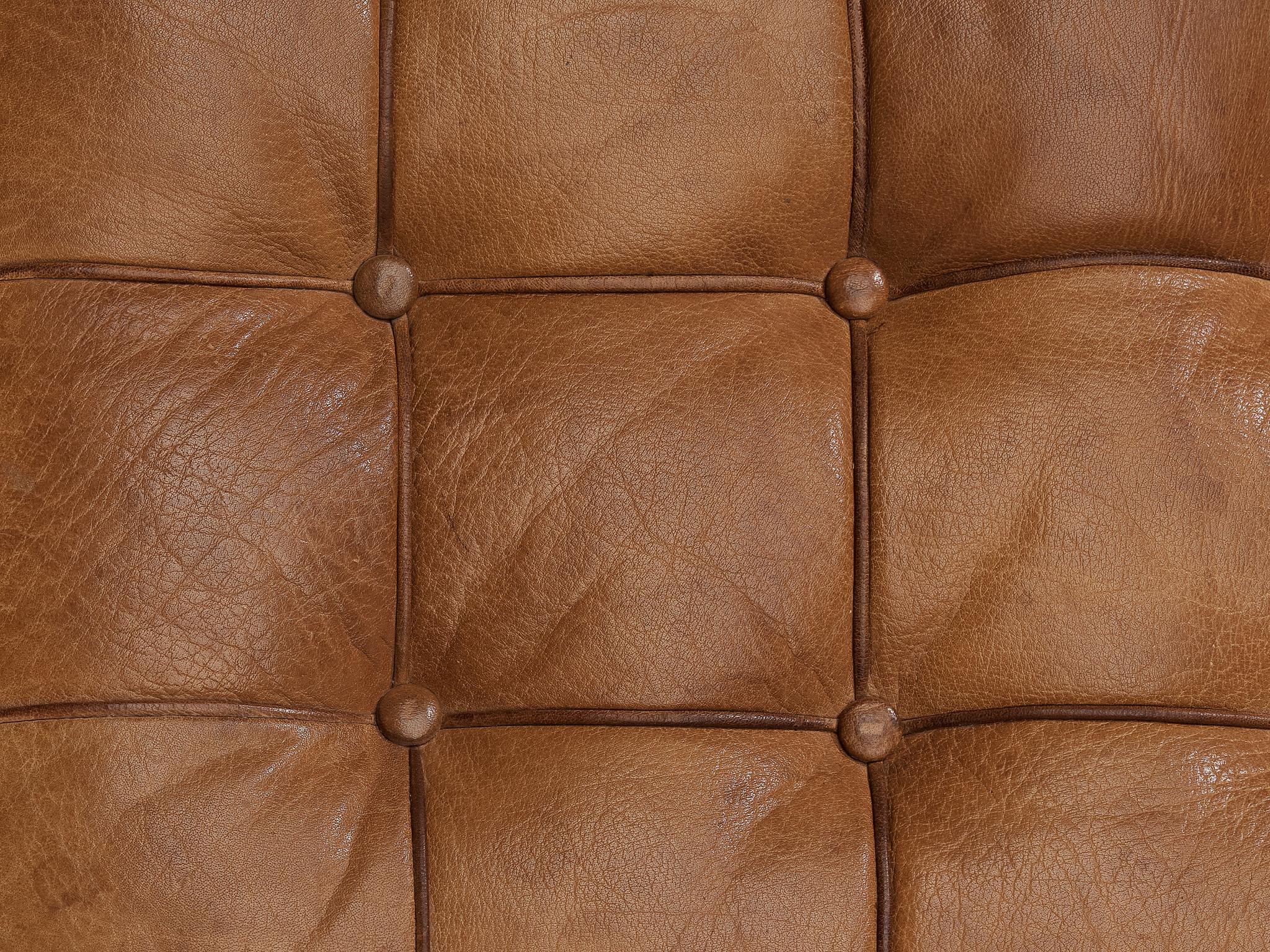 Arne Norell Ottoman 'Merkur' in Brown Leather