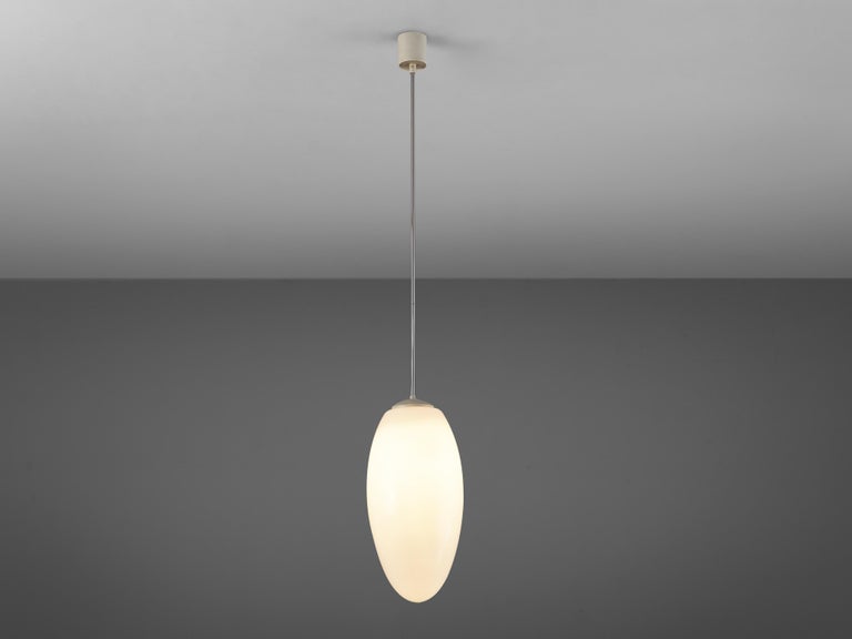 Pendant Lamps in Opaline Glass and Metal