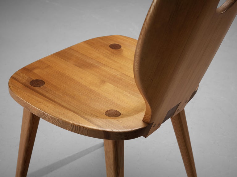 Carl Malmsten for Svensk Fur Set of Four 'Sörgården' Dining Chairs in Solid Pine