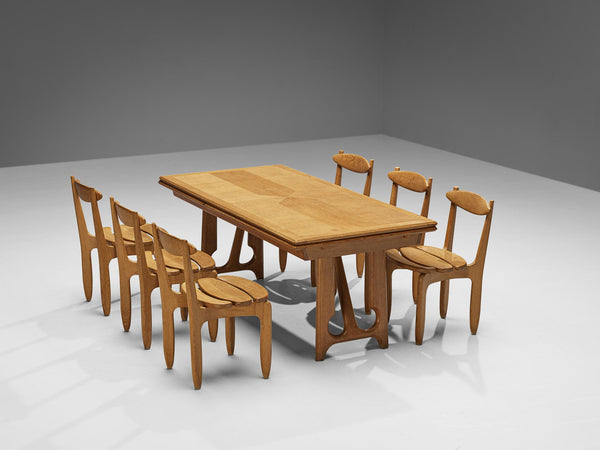 Guillerme & Chambron Extendable Dining Table with 'Thierry' Dining Chairs