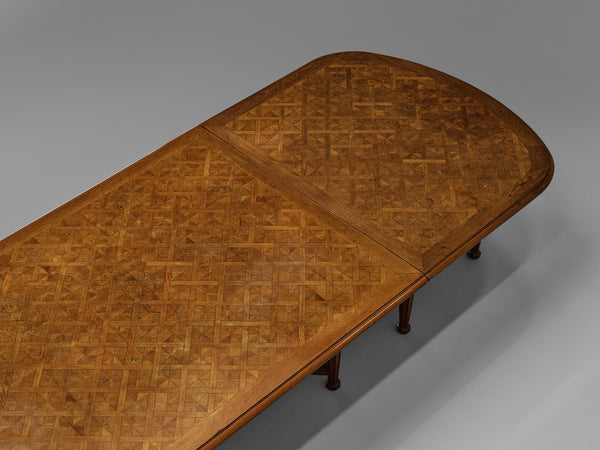 French Art Deco Large Extendable Oak Table