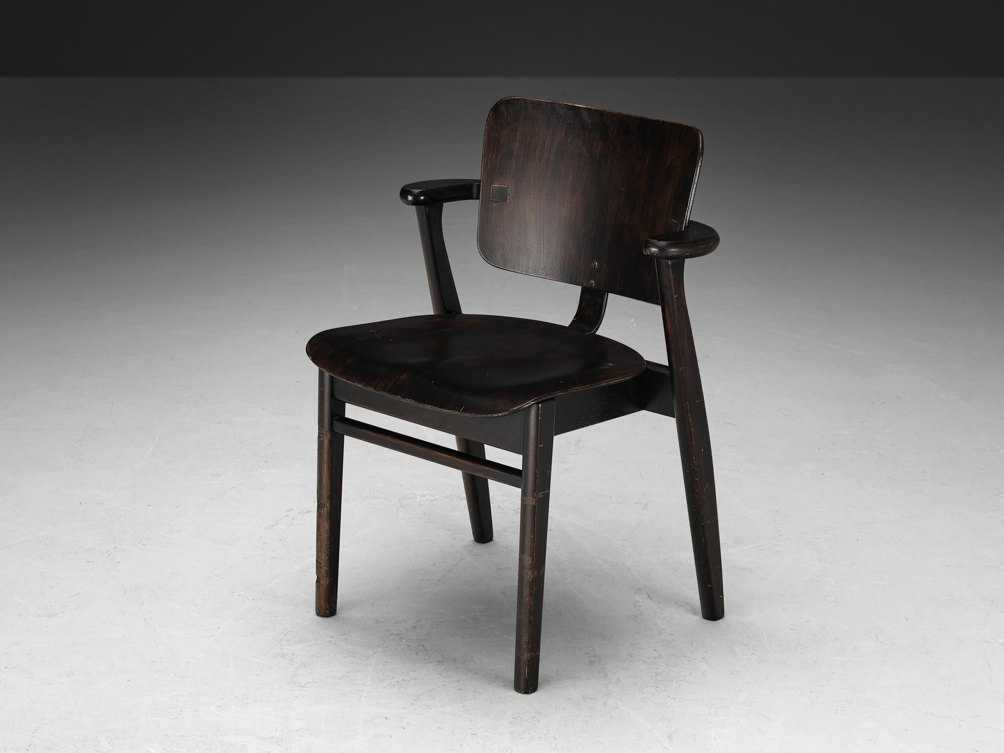 Ilmari Tapiovaara Set of Six ‘Domus’ Dining Chairs in Black Stained Teak