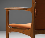 Vamdrup Stolefabrik Armchair in Teak and Orange Upholstery