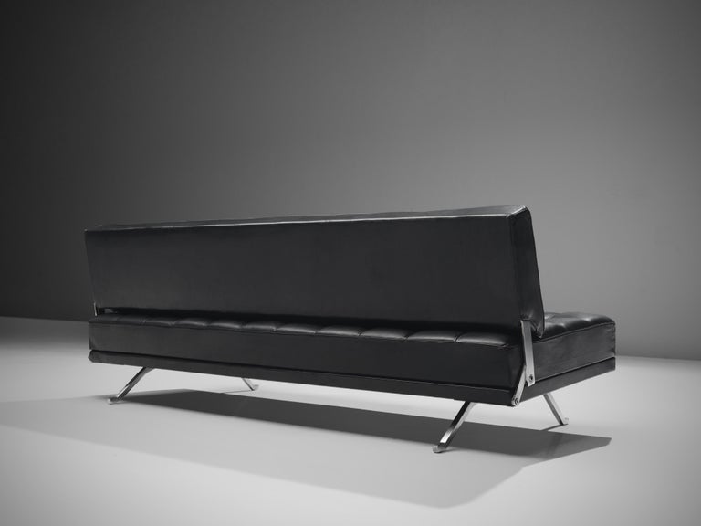 Johannes Spalt Black Leather ‘Constanze’ Sofas or Daybeds