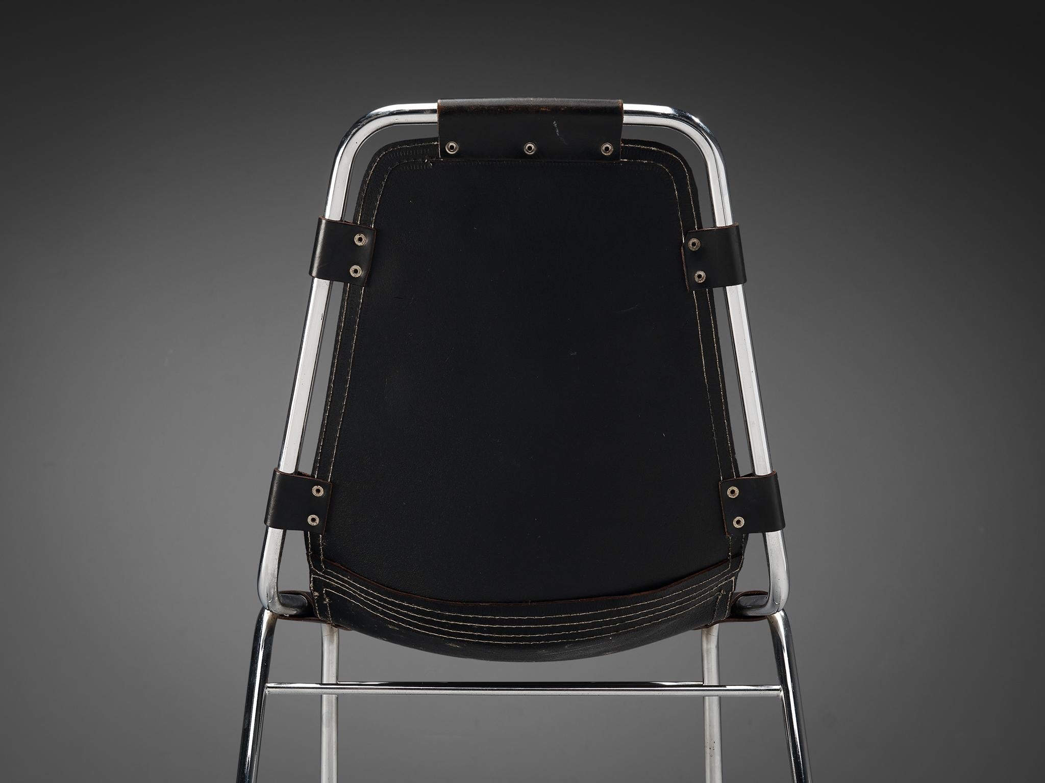 Dal Vera Pair of 'Les Arcs' Chairs in Black Leather