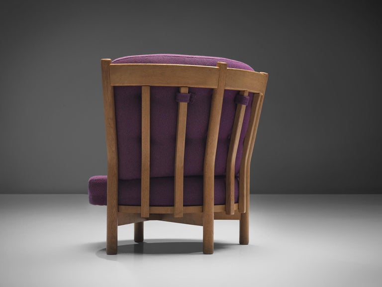 Guillerme & Chambron Lounge Chair in Purple Upholstery