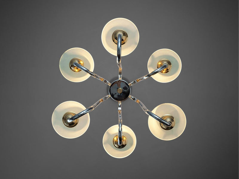 Gaetano Sciolari Chandelier in Frosted Glass and Chrome