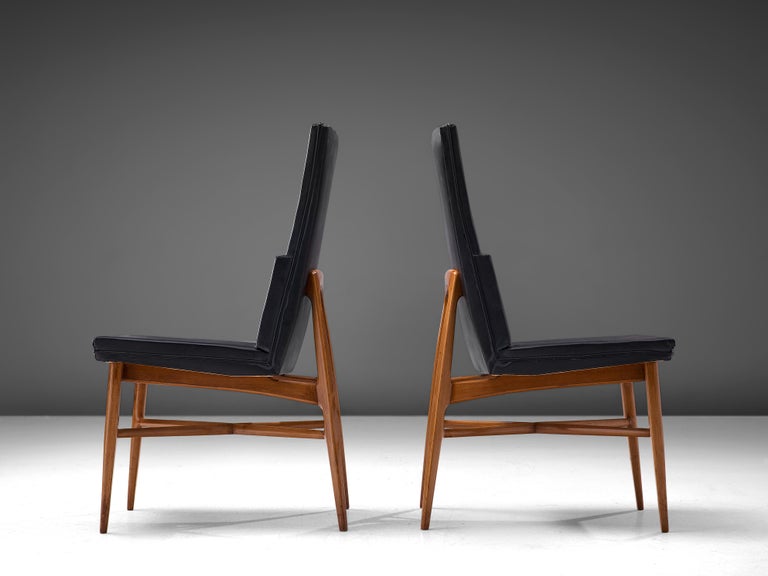 Fred Sandra for De Coene Set of Six 'Madison' Dining Chairs in Walnut