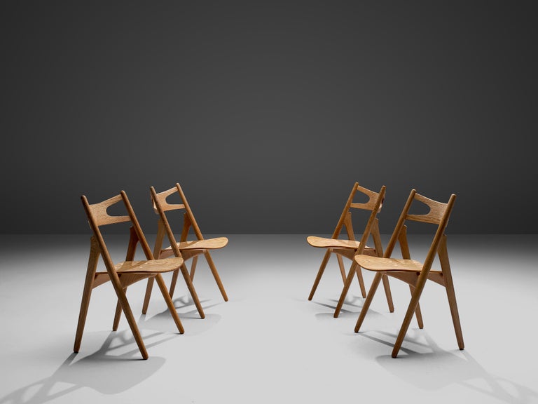 Hans J. Wegner Set of Four 'Sawbuck' Dining Chairs in Oak
