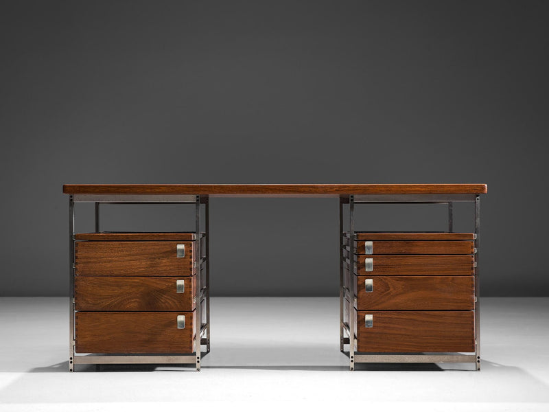 Jules Wabbes Desk in Mutenyé Wood Made for the Foncolin Building Brussels