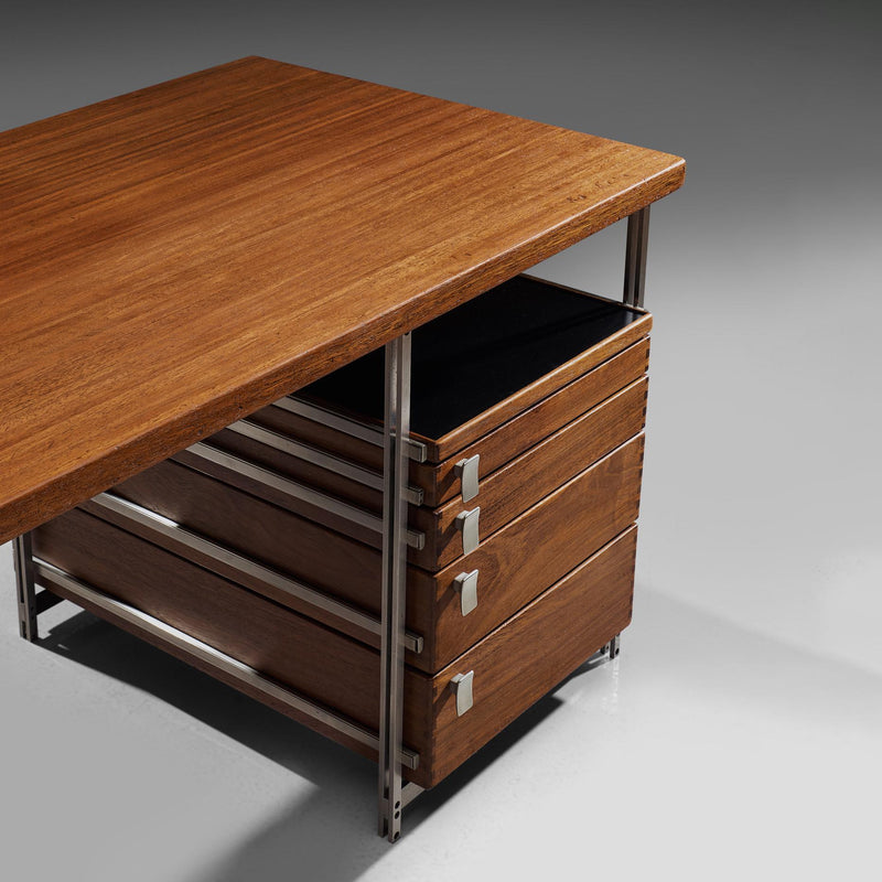 Jules Wabbes Desk in Mutenyé Wood Made for the Foncolin Building Brussels