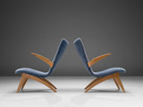 Van Os Pair of Armchairs in Blue Upholstery