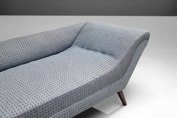 Danish Chaise Longue in Ice Blue Dotted Upholstery