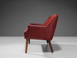 Scandinavian Sofa in Red Leather