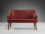 Scandinavian Sofa in Red Leather