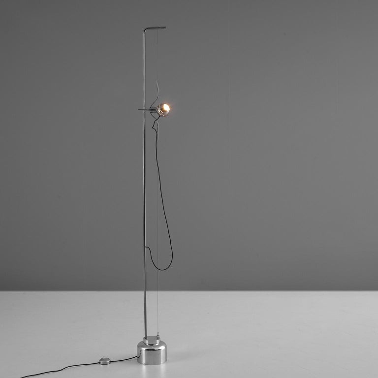 Angelo Lelii for Arredoluce 'Filo Sfera' Floor Lamp in Chromium-Plated Metal