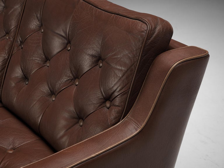 Arne Norell Sofa in Brown Leather