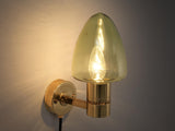 Hans-Agne Jakobsson Wall Lamps 'V-220' in Brass and Green Glass