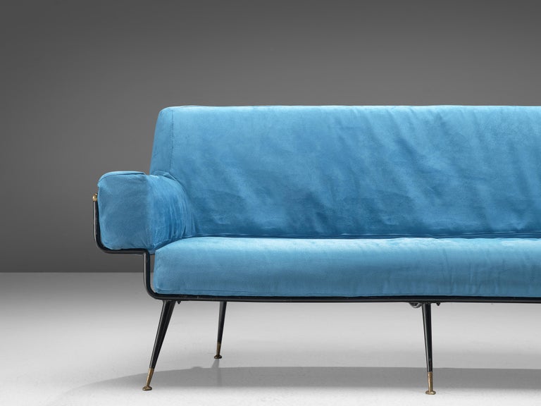Italian Sofa in Vibrant Blue Velvet