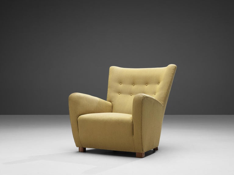 Danish Lounge Chair in Yellow Upholstery