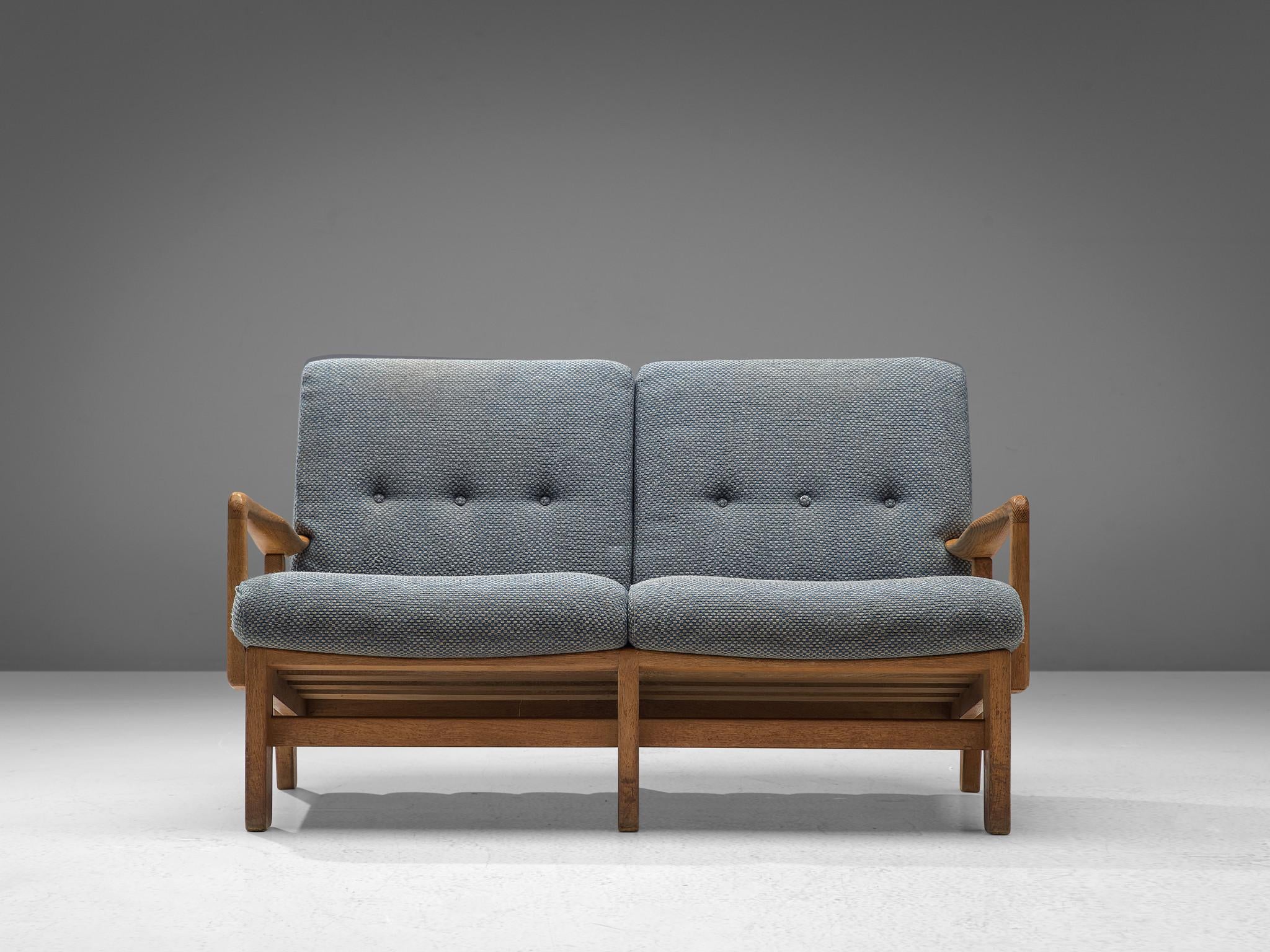 Guillerme & Chambron Sofa in Soft Blue Upholstery