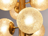 Sputnik Chandelier with Six Textured Glass Globes and Brass