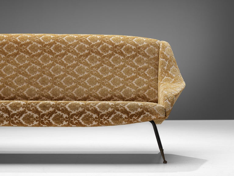 Delicate Italian Sofa in Patterned Yellow Upholstery