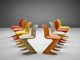 Ernst Moeckl Set of Eight Colorful 'Kangaroo' Chairs