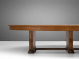 Large Art Deco Table with Inlayed Top in Oak