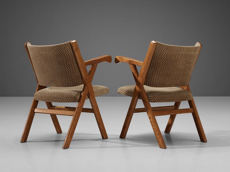 Italian Armchairs in Ash and Beige Upholstery