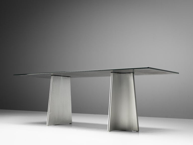 Luigi Saccardo for Arrmet Postmodern 'Ufo' Table in Metal and Glass